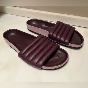 NWOT: ISABEL MARANT Women's HELLEA Burgundy Slide Sandals, Size 8